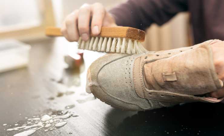 Persona sapzzola le scarpe