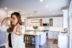 Donna sente un odore sgradevole in cucina