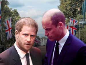 Harry e William con bandiera inglese sullo safondo