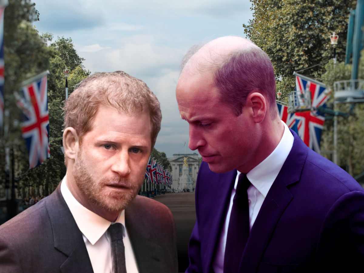 Harry e William con bandiera inglese sullo safondo