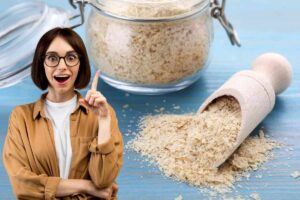 Donna con idea e lievito dentro barattolo di vetro