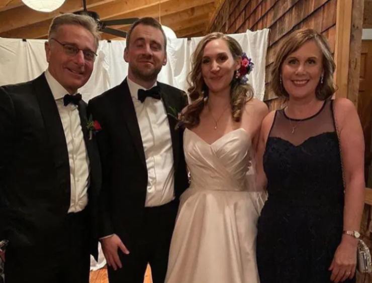 Paolo Bonolis e Diane Zoeller al matrimonio del loro figlio Stefano