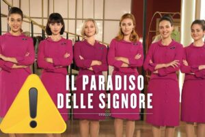 Copertina paradiso delle signore e simbolo attenzione