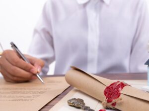 Uomo firma testamento eredità