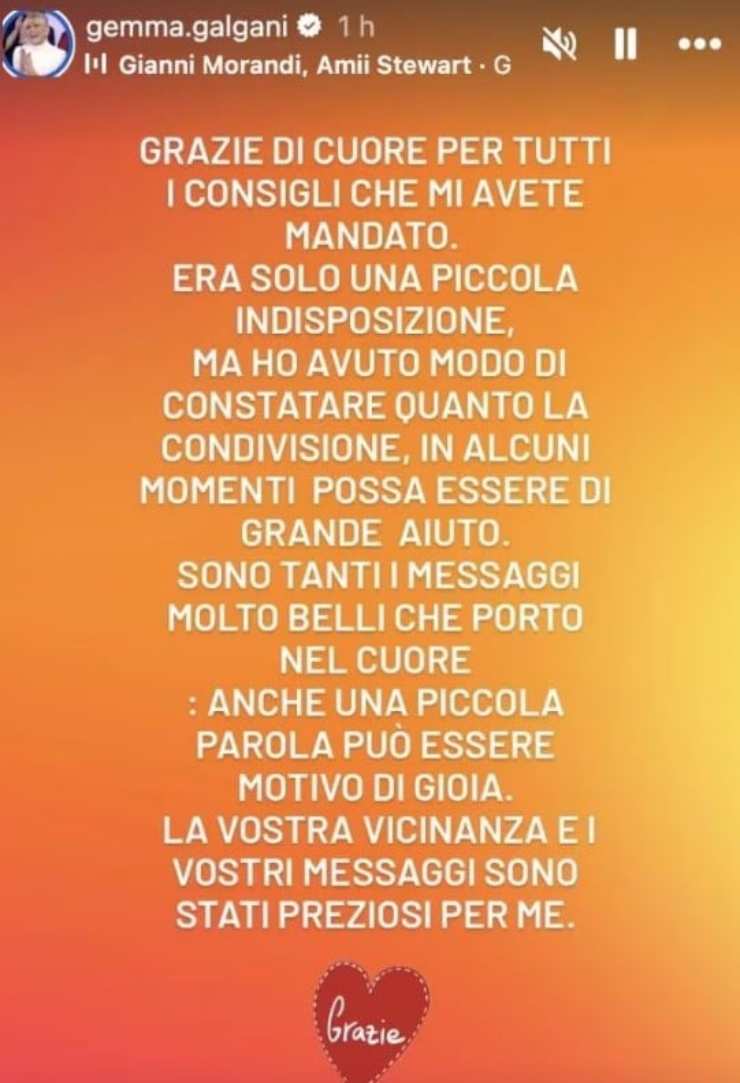 Storia Instagram di Gemma Galgani