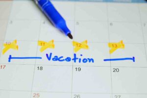 calendario e scritta vacation